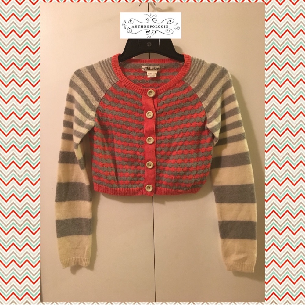 Anthropologie Wool Cropped Button Down Cardigan